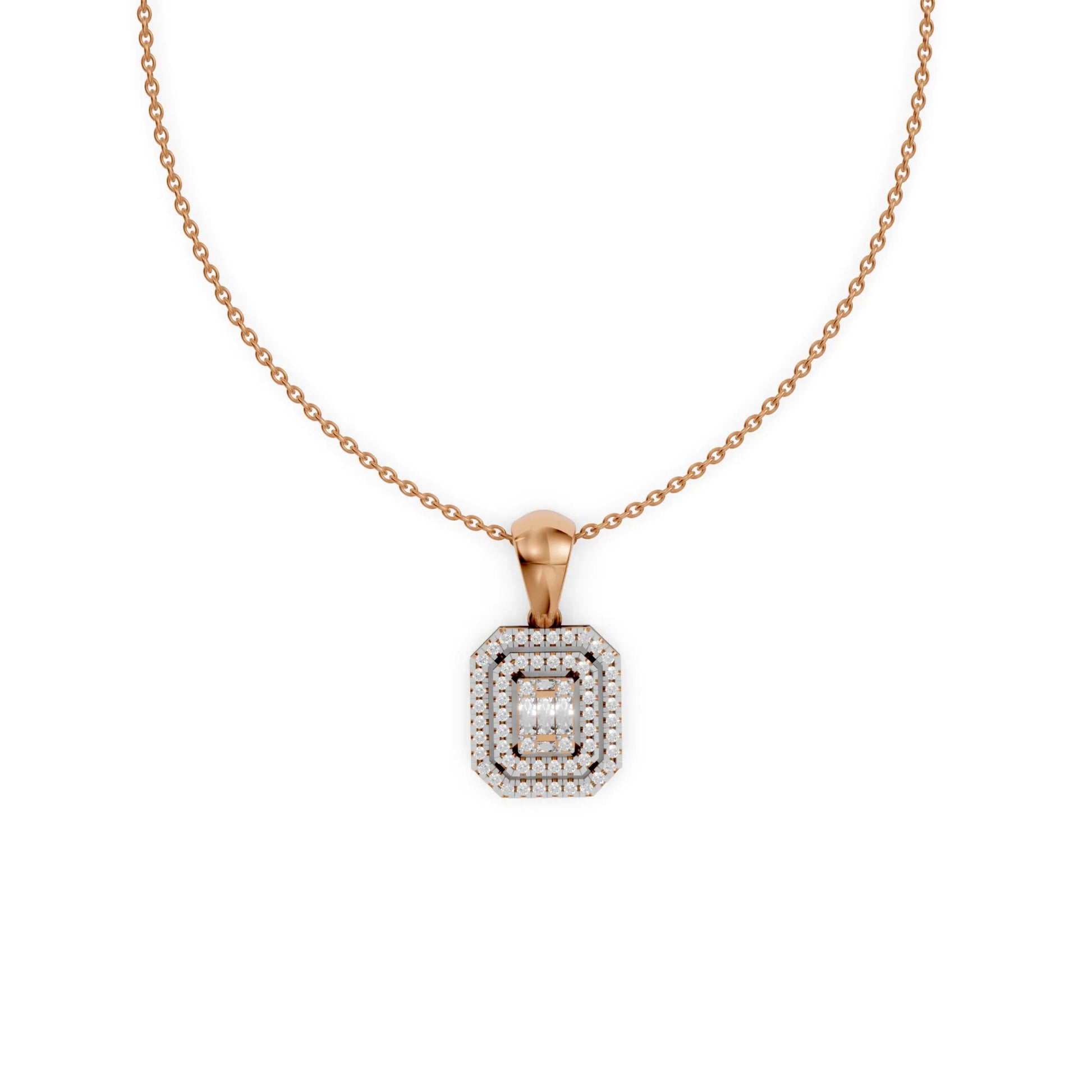 Emerald Halo Pendant Rose Gold