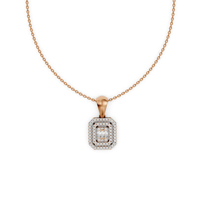 Emerald Halo Pendant Rose Gold