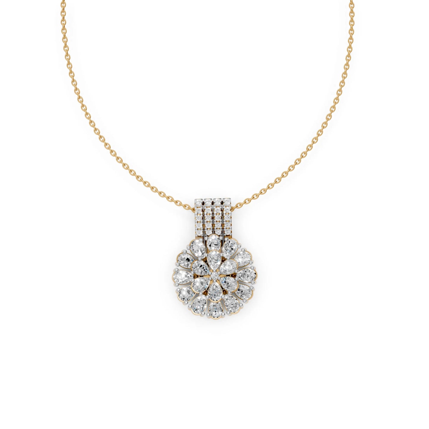 Pear Cluster Pendant Yellow Gold