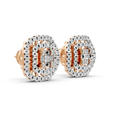 Vintage-Inspired Diamond Stud Earrings Rose Gold