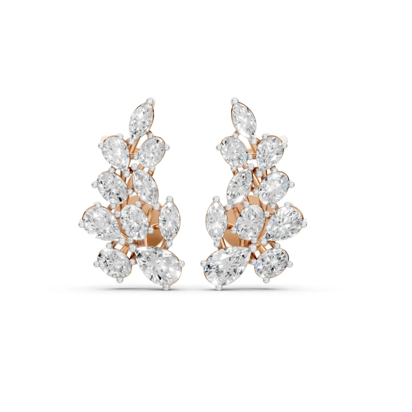 Pear-Marquise Cluster Earrings Rose Gold