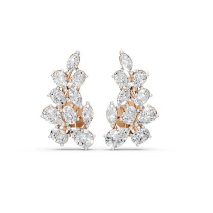 Pear-Marquise Cluster Earrings Rose Gold