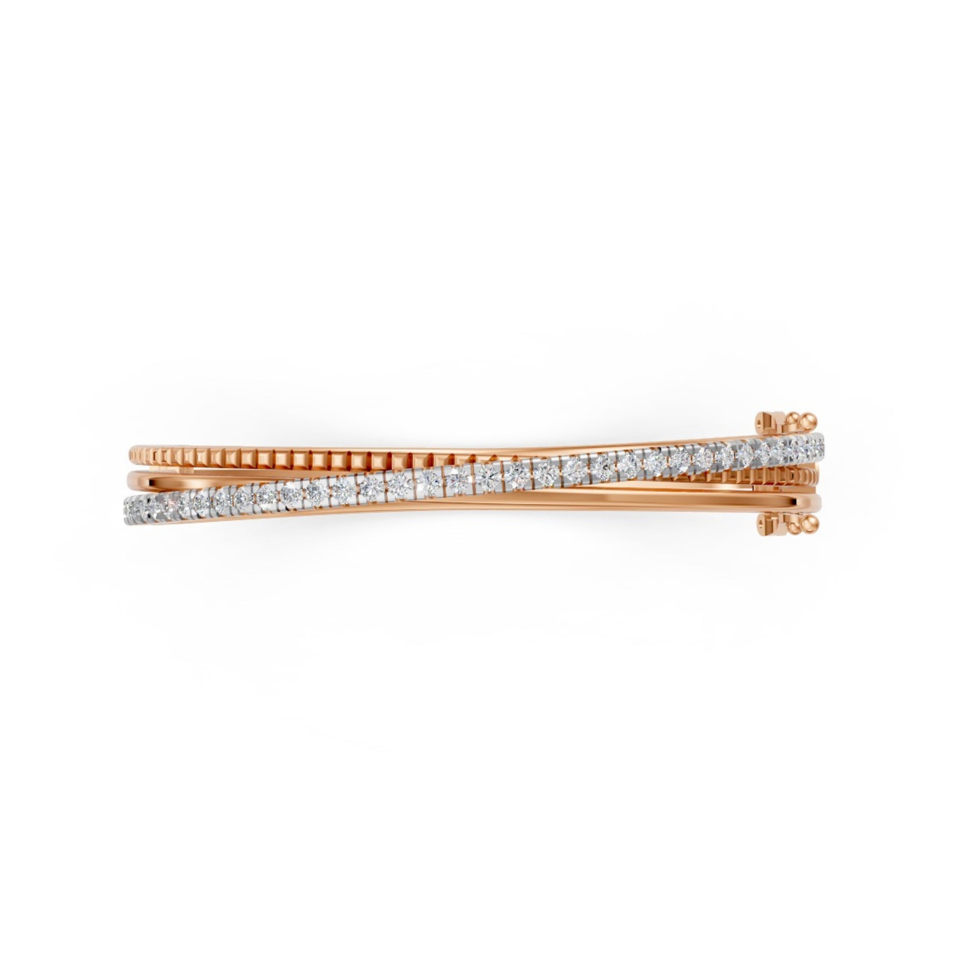 Contemporary Triple-Band Diamond Bangle Rose Gold