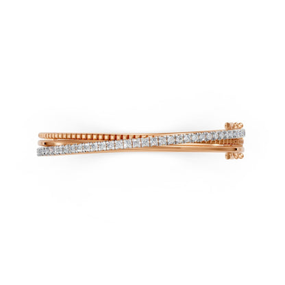 Contemporary Triple-Band Diamond Bangle Rose Gold