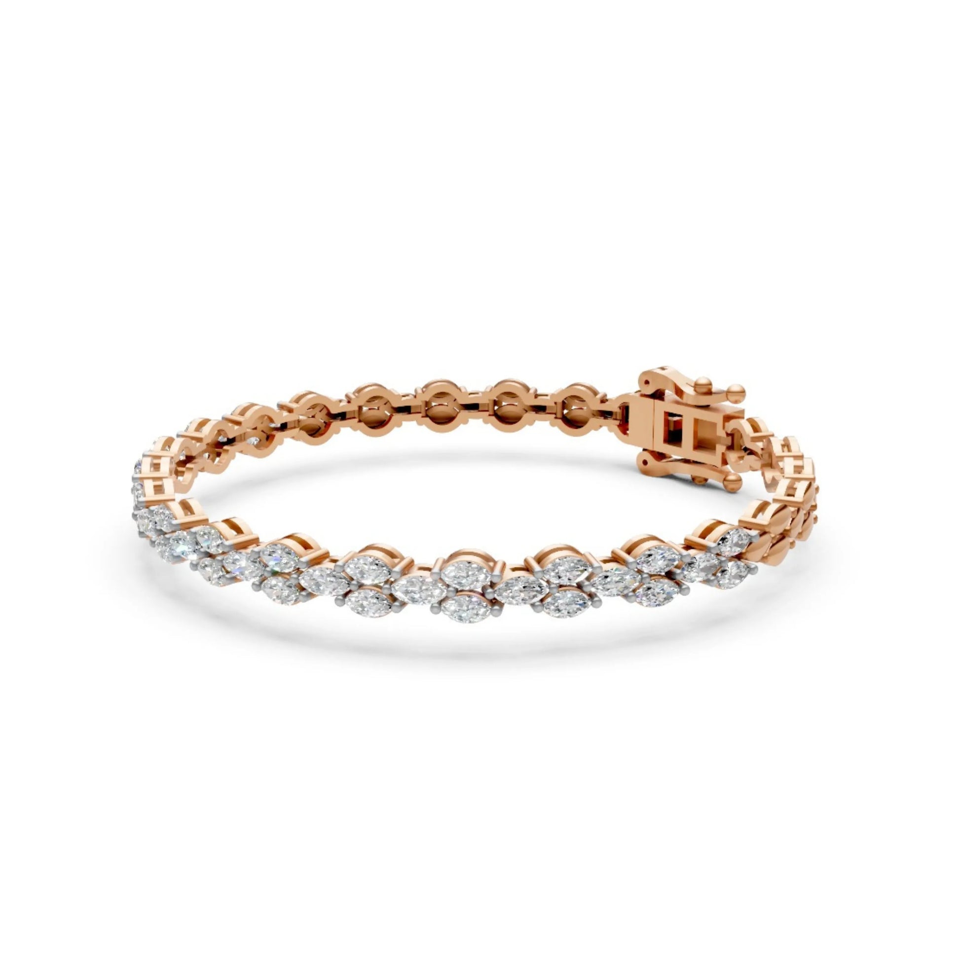 Elegant Diamond Bracelet with Marquise-Cut Stones Rose Gold
