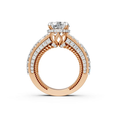 Double Halo Rose Ring Rose Gold