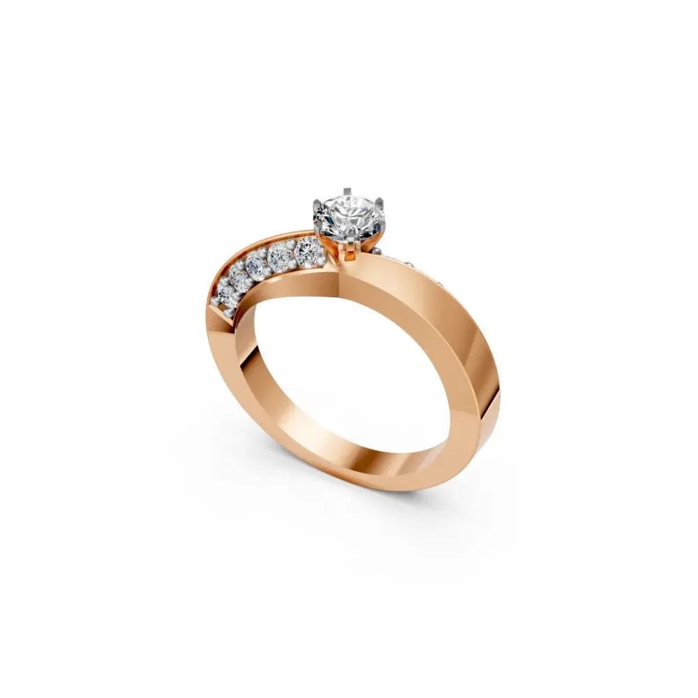Modern Spark Solitaire Ring Rose Gold