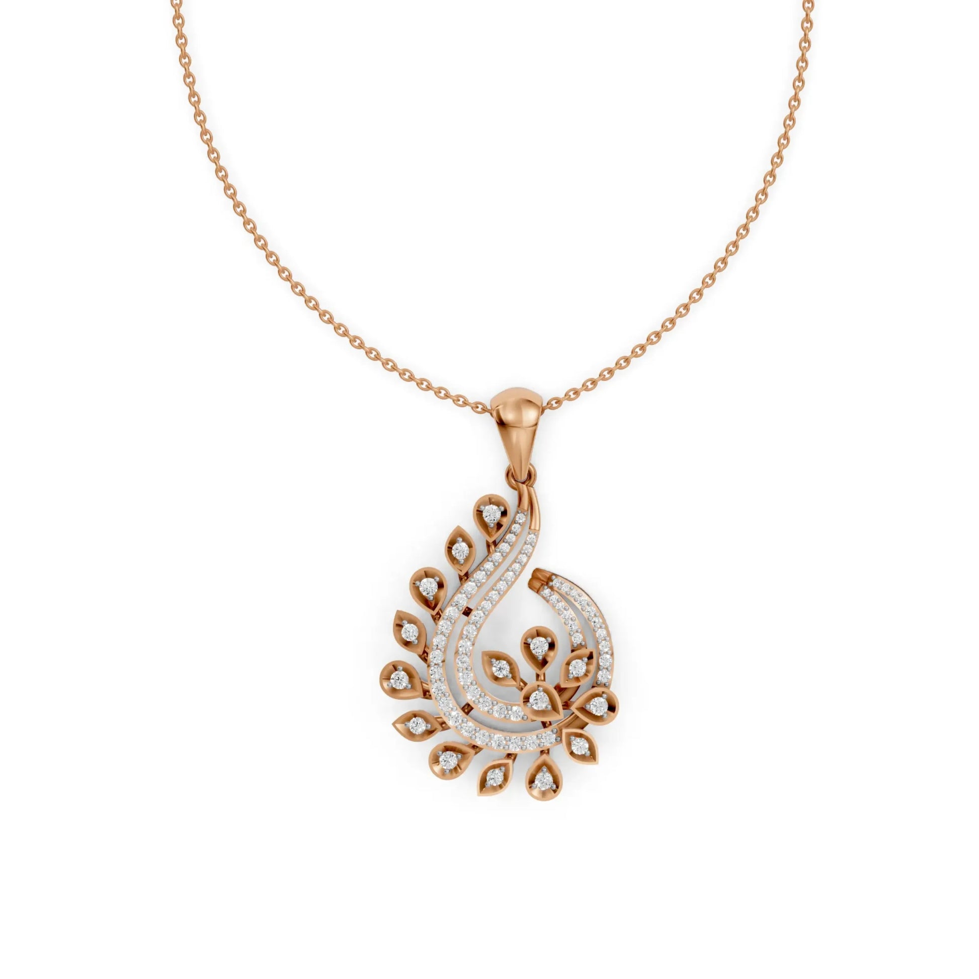 Leaf Diamond Pendant Rose Gold
