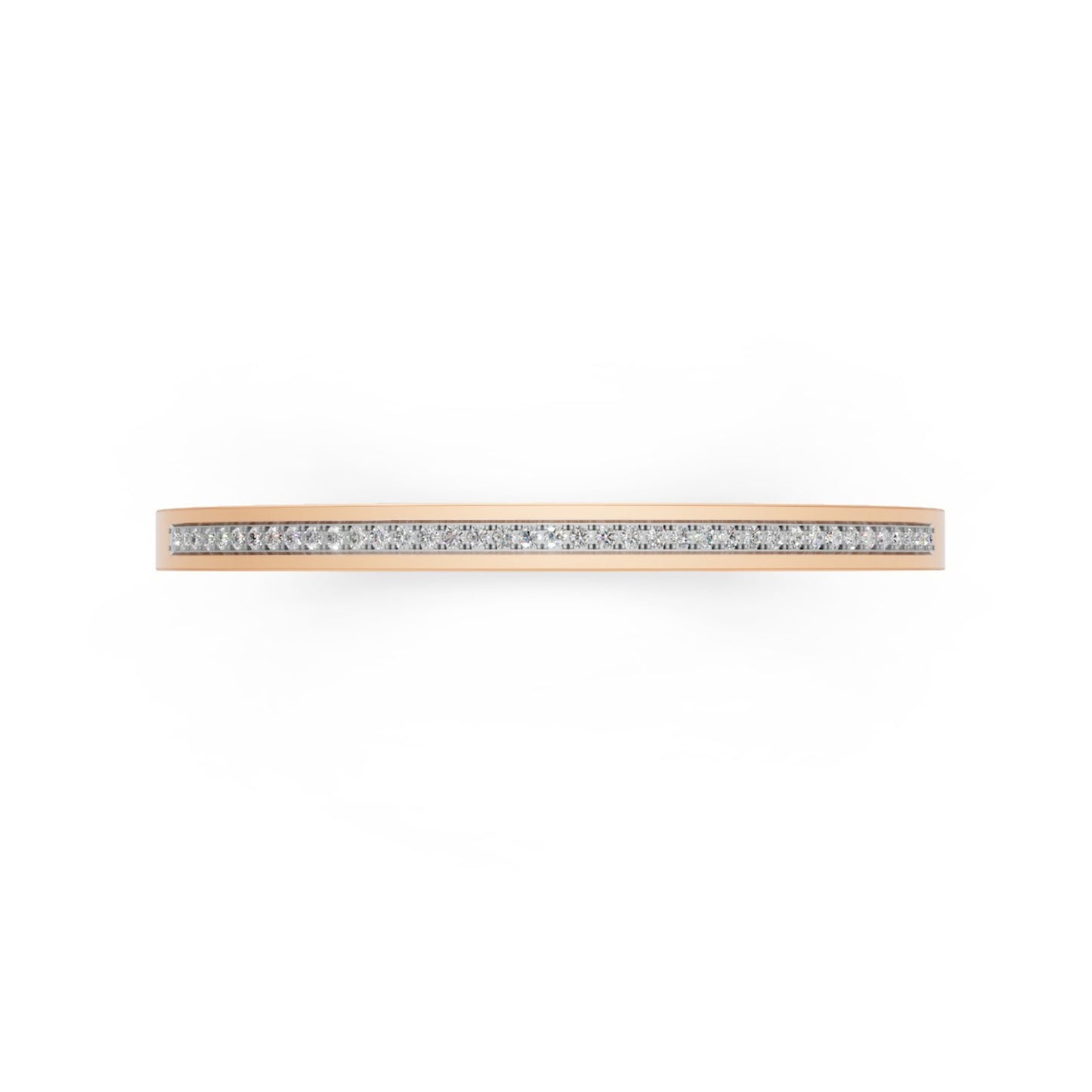 Modern Diamond-Studded Flat Bangle Rose Gold