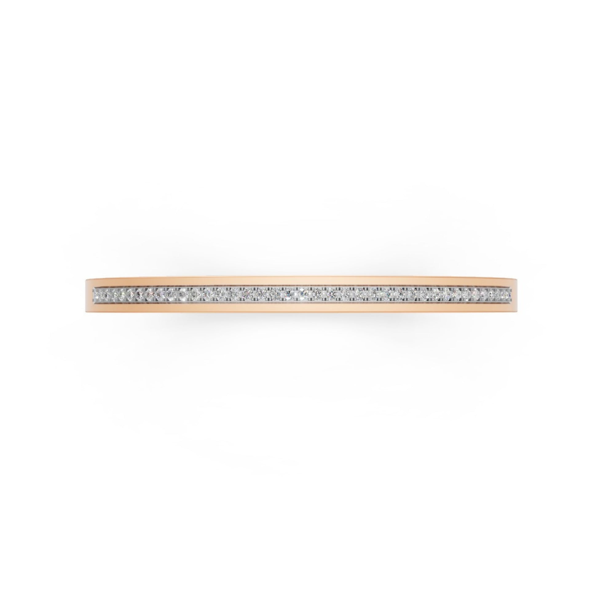Modern Diamond-Studded Flat Bangle Rose Gold