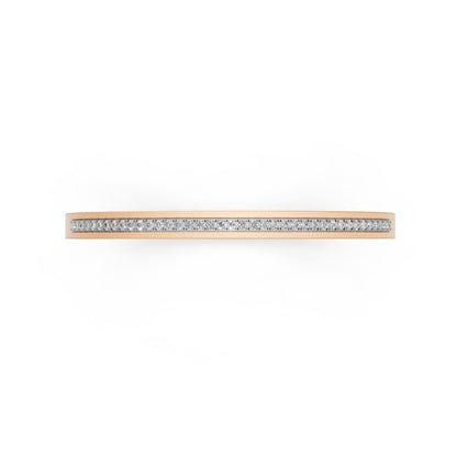 Modern Diamond-Studded Flat Bangle Rose Gold