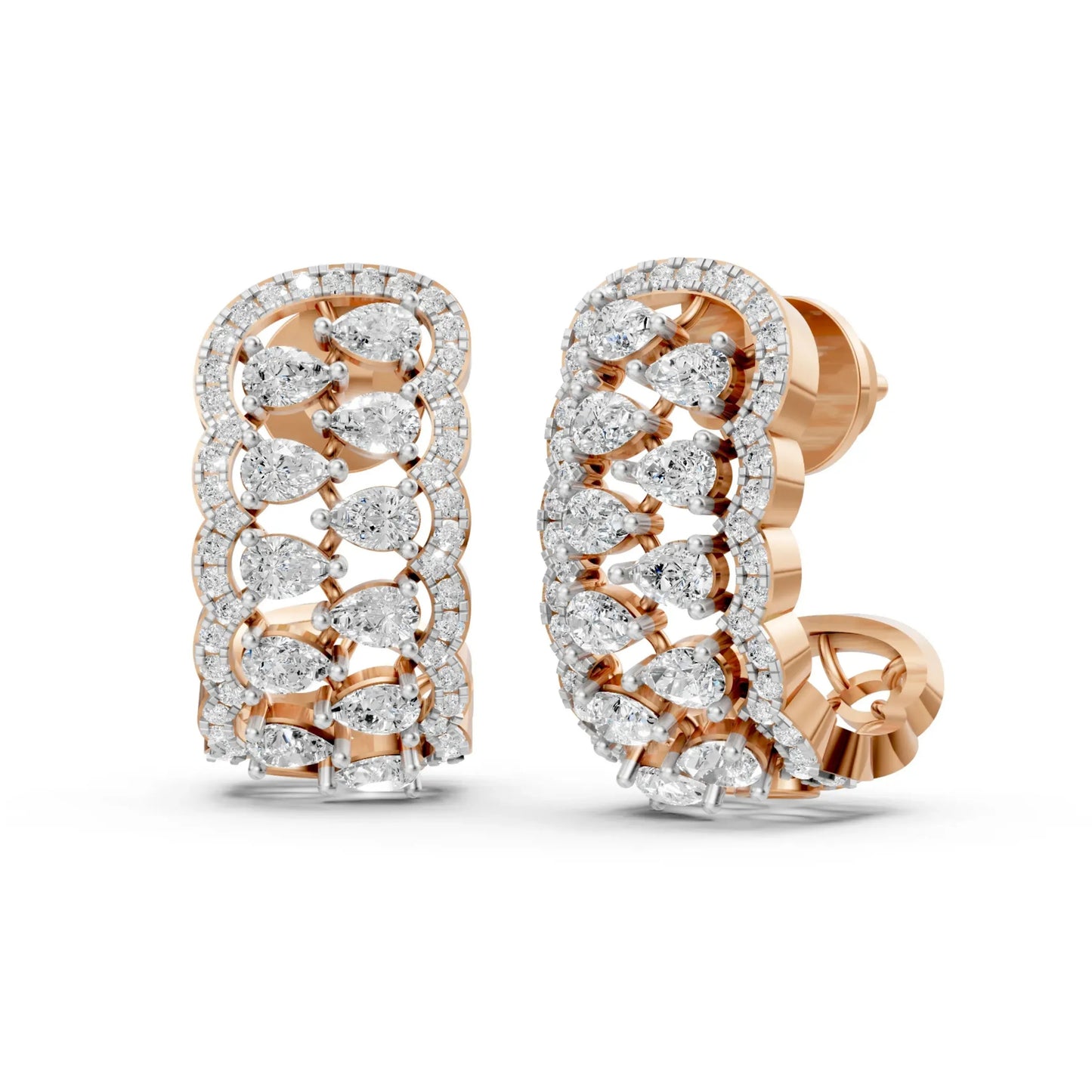 Pear Half-Hoop Earrings Rose Gold