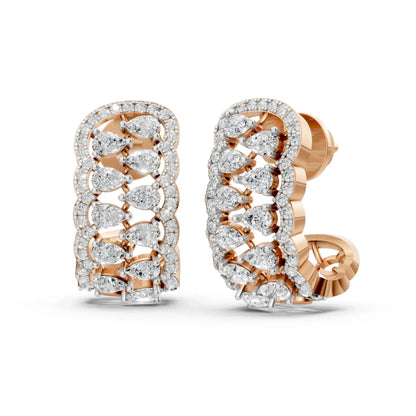 Pear Half-Hoop Earrings Rose Gold
