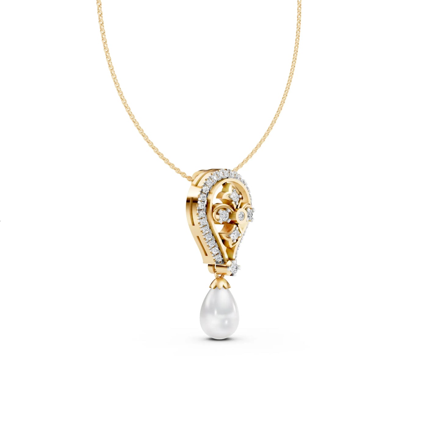 Teardrop Pearl Pendant Yellow Gold