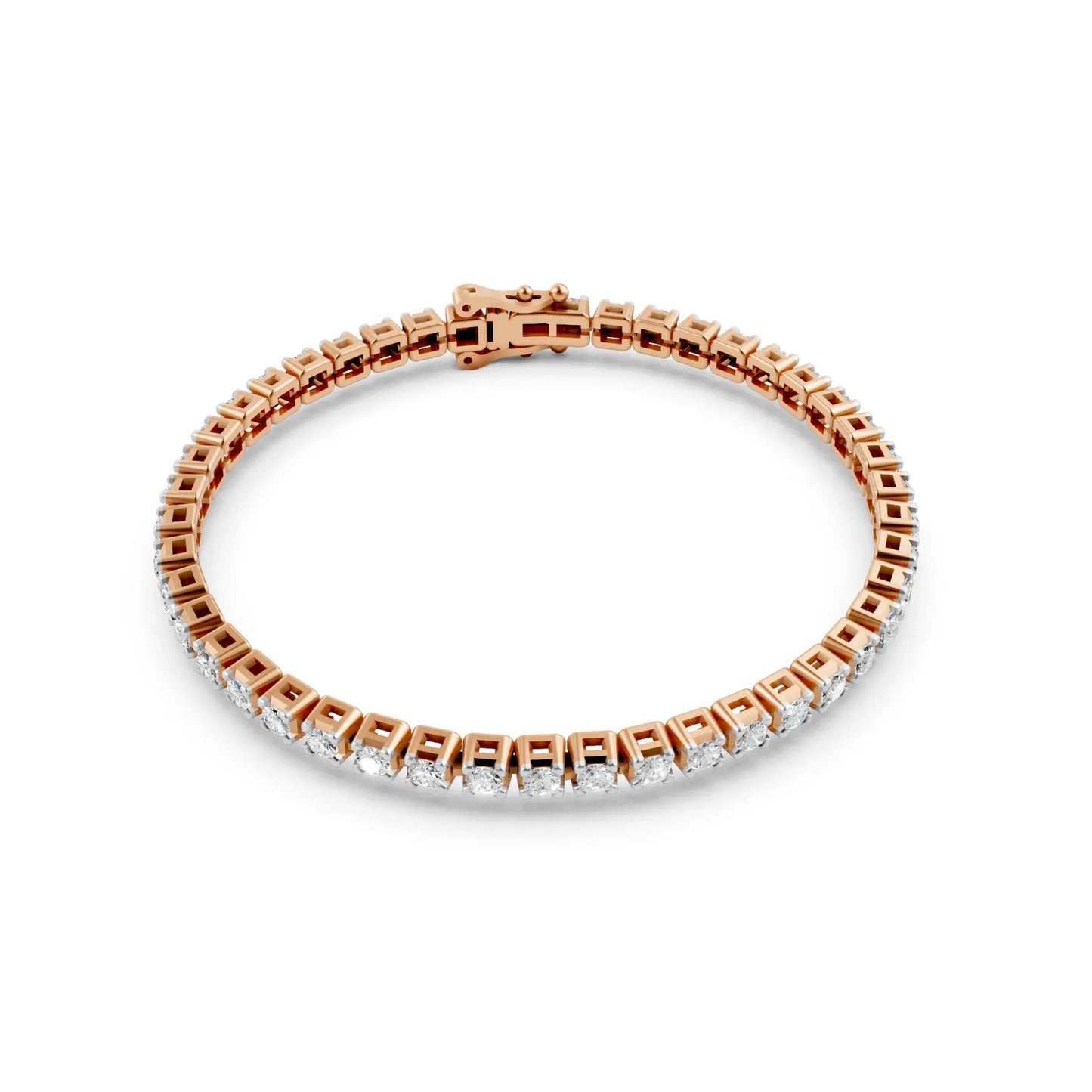 Elegant Round Diamond Tennis Bracelet Rose Gold