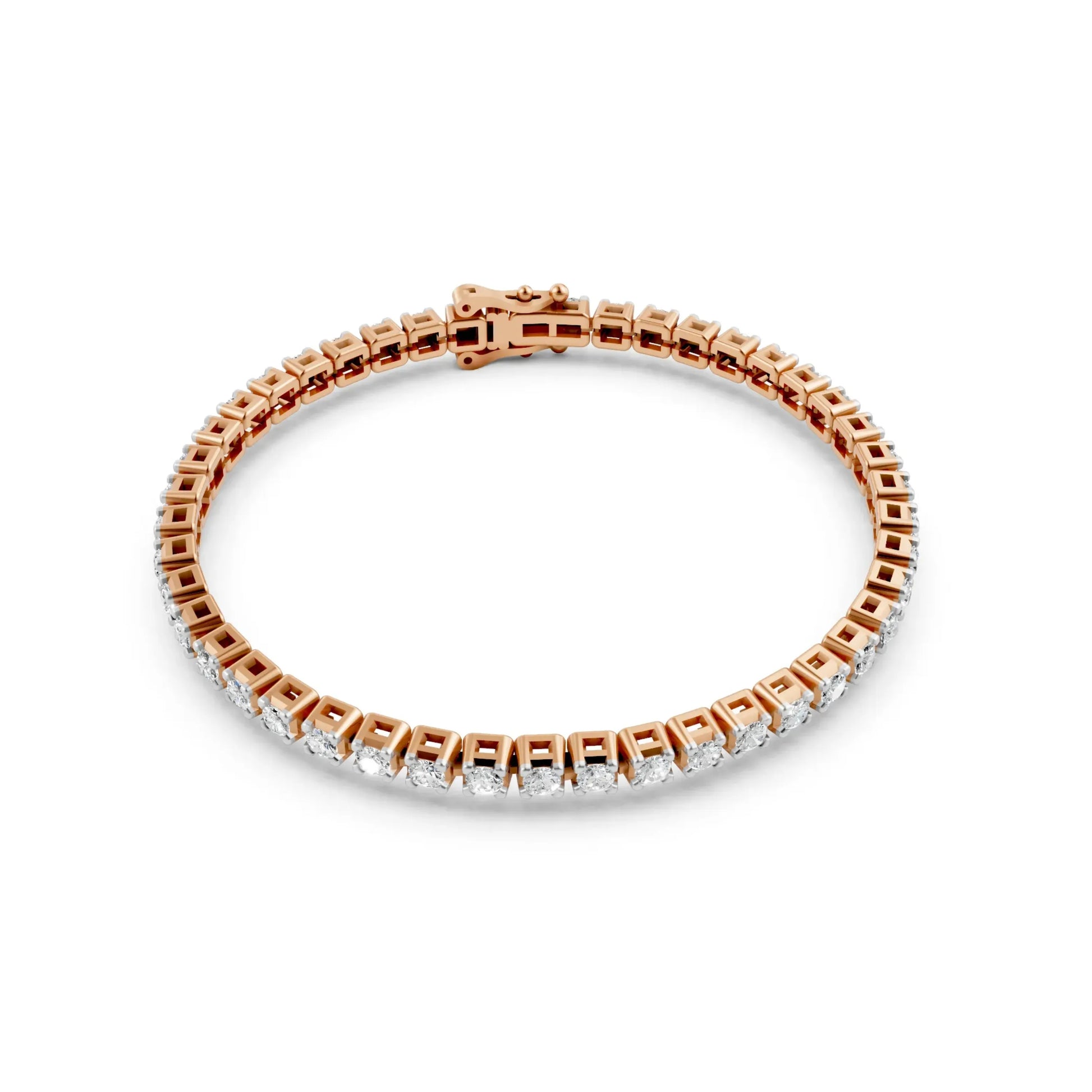 Elegant Round Diamond Tennis Bracelet Rose Gold