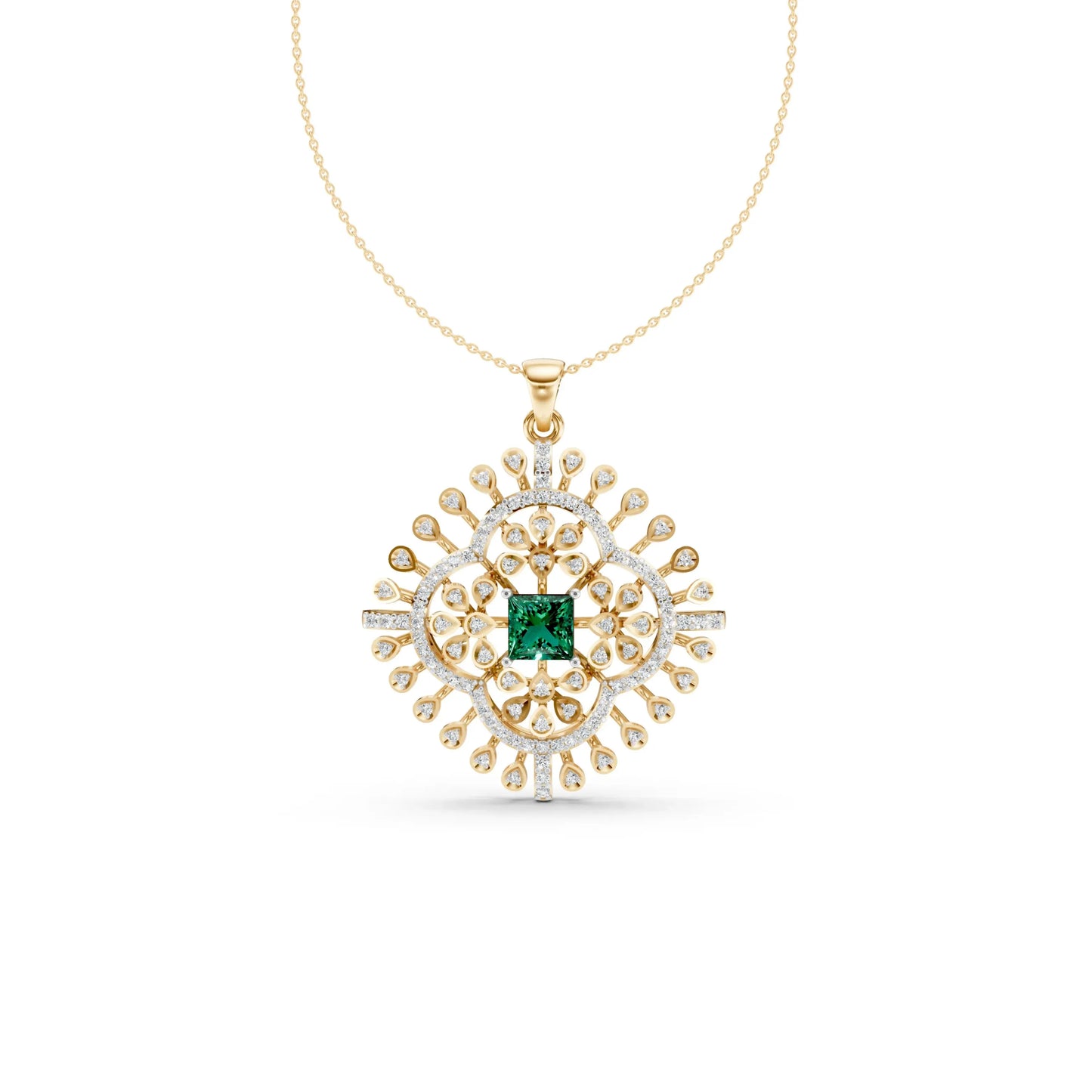 Heritage Emerald Pendant Yellow Gold