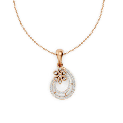 Twin Halo Floral Pendant Rose Gold