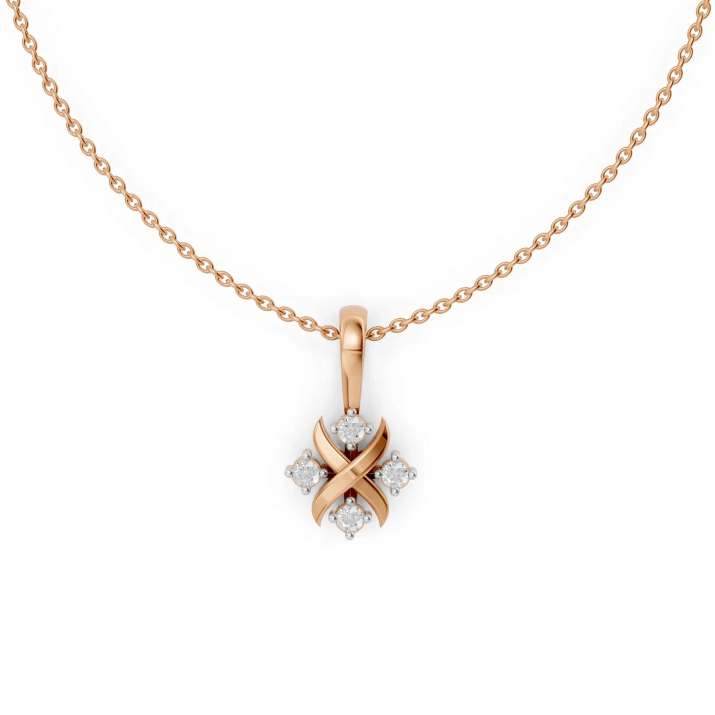 Cross Cluster Pendant Rose Gold