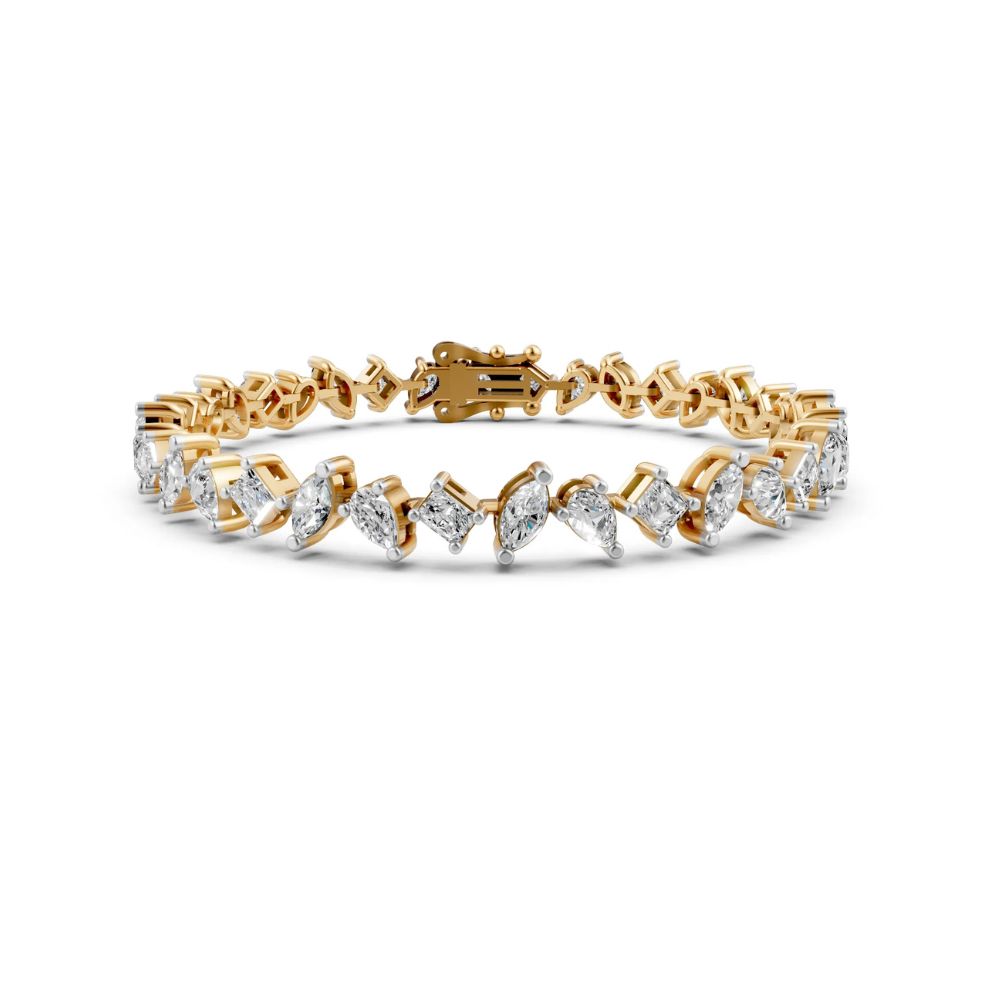 Multi-Shape Diamond Tennis Bracelet Yellow Gold