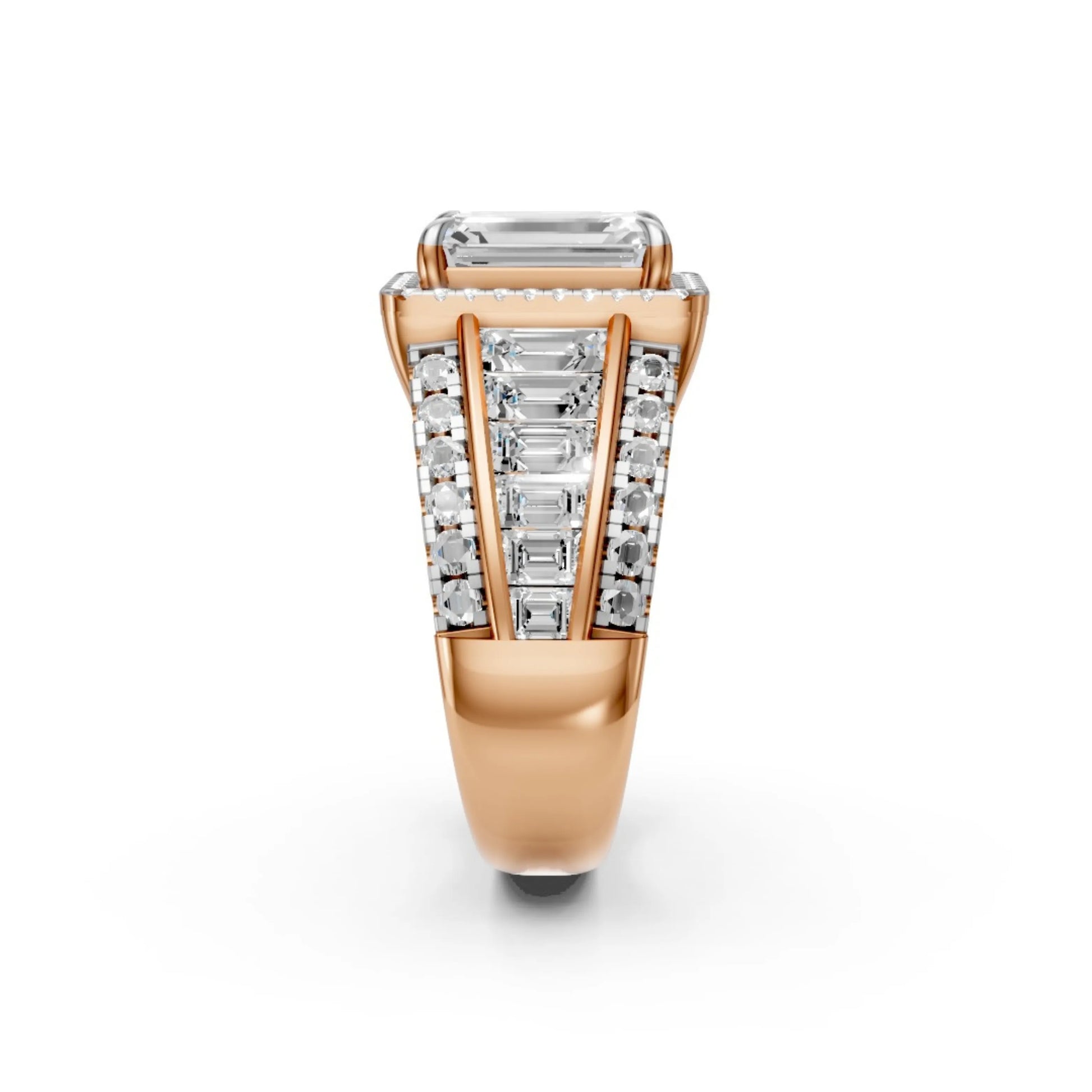 Emerald Baguette Ring Rose Gold