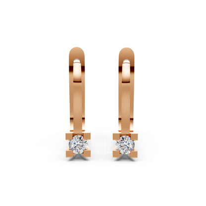 Contemporary Diamond Bali Earrings Rose Gold