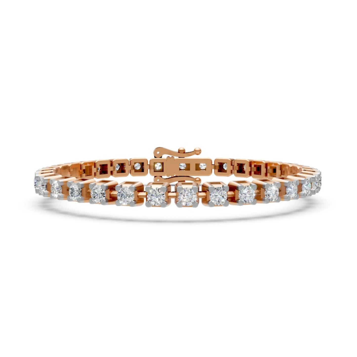 Round Brilliant Diamond Tennis Bracelet Rose Gold