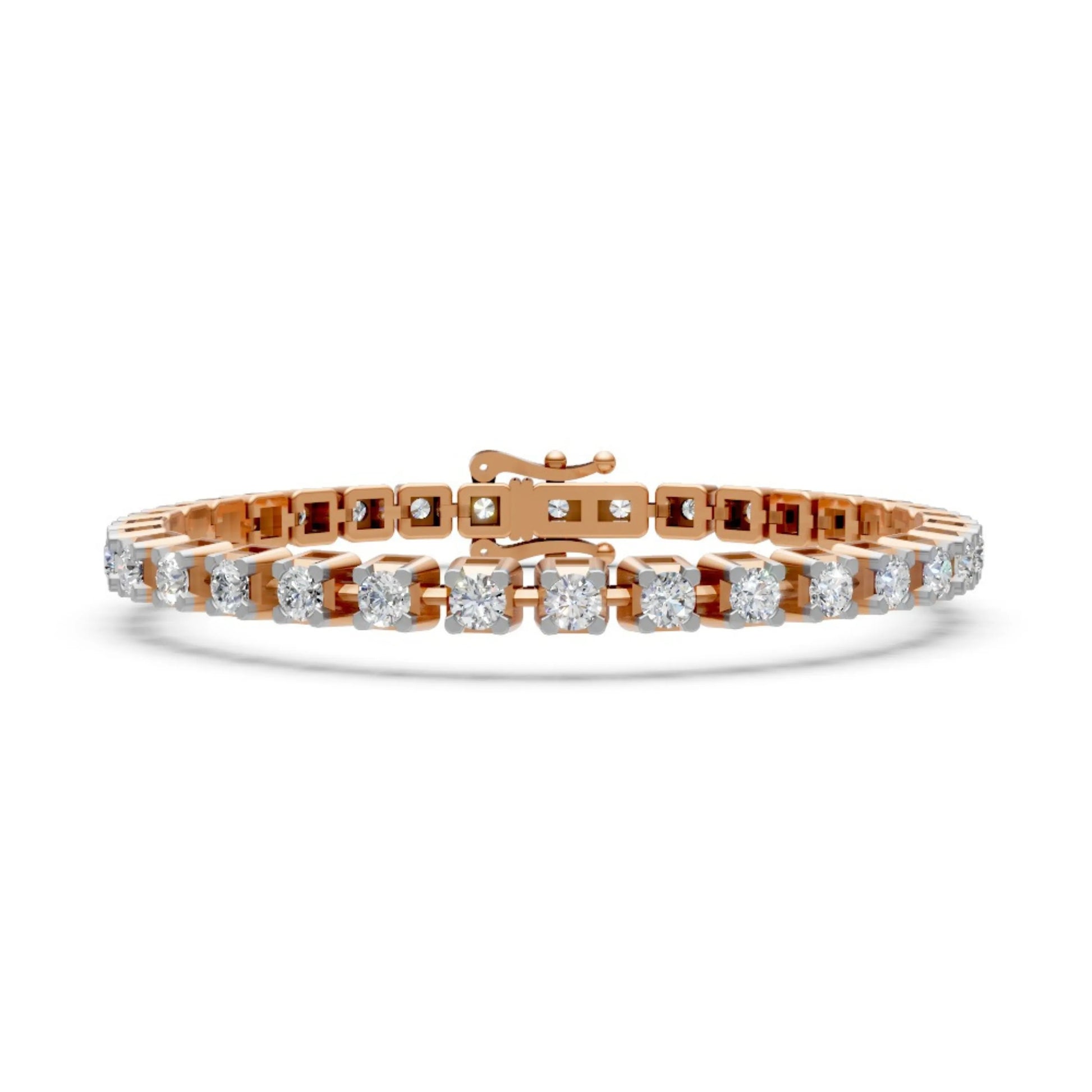 Round Brilliant Diamond Tennis Bracelet Rose Gold