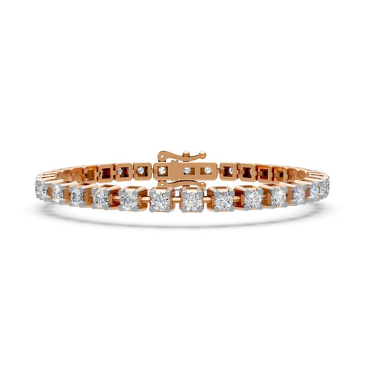 Round Brilliant Diamond Tennis Bracelet Rose Gold