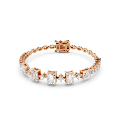 Emerald-Cut Diamond Bracelet Rose Gold