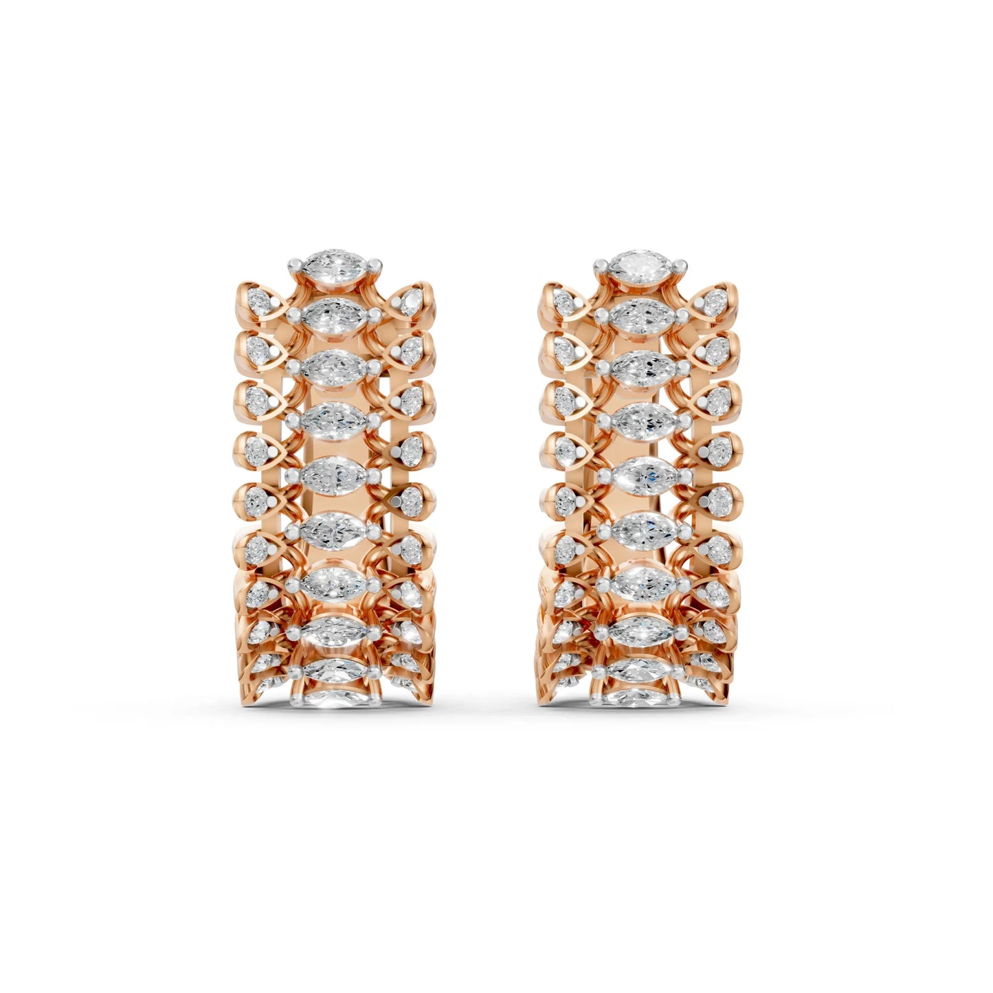 Marquise Half Hoop Earrings Rose Gold