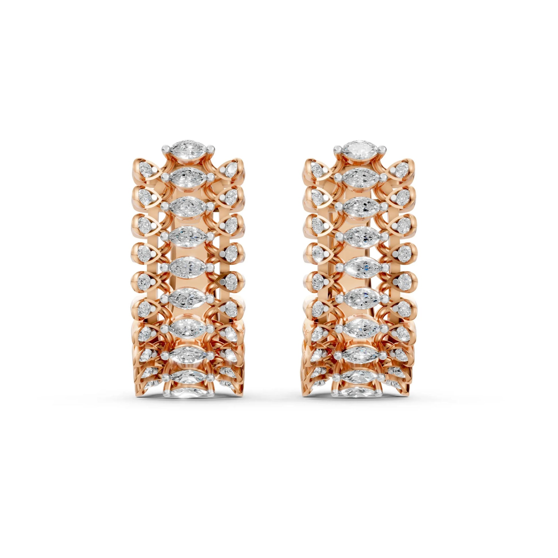 Marquise Half Hoop Earrings Rose Gold