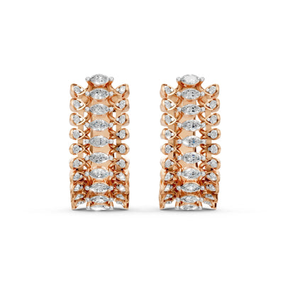 Marquise Half Hoop Earrings Rose Gold