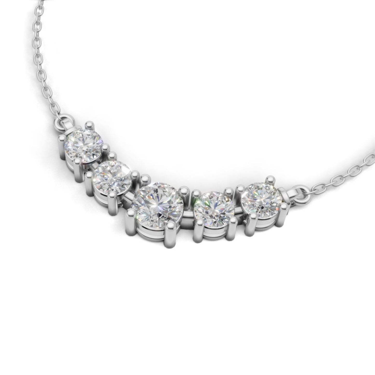 Round Cluster Diamond Necklace White Gold