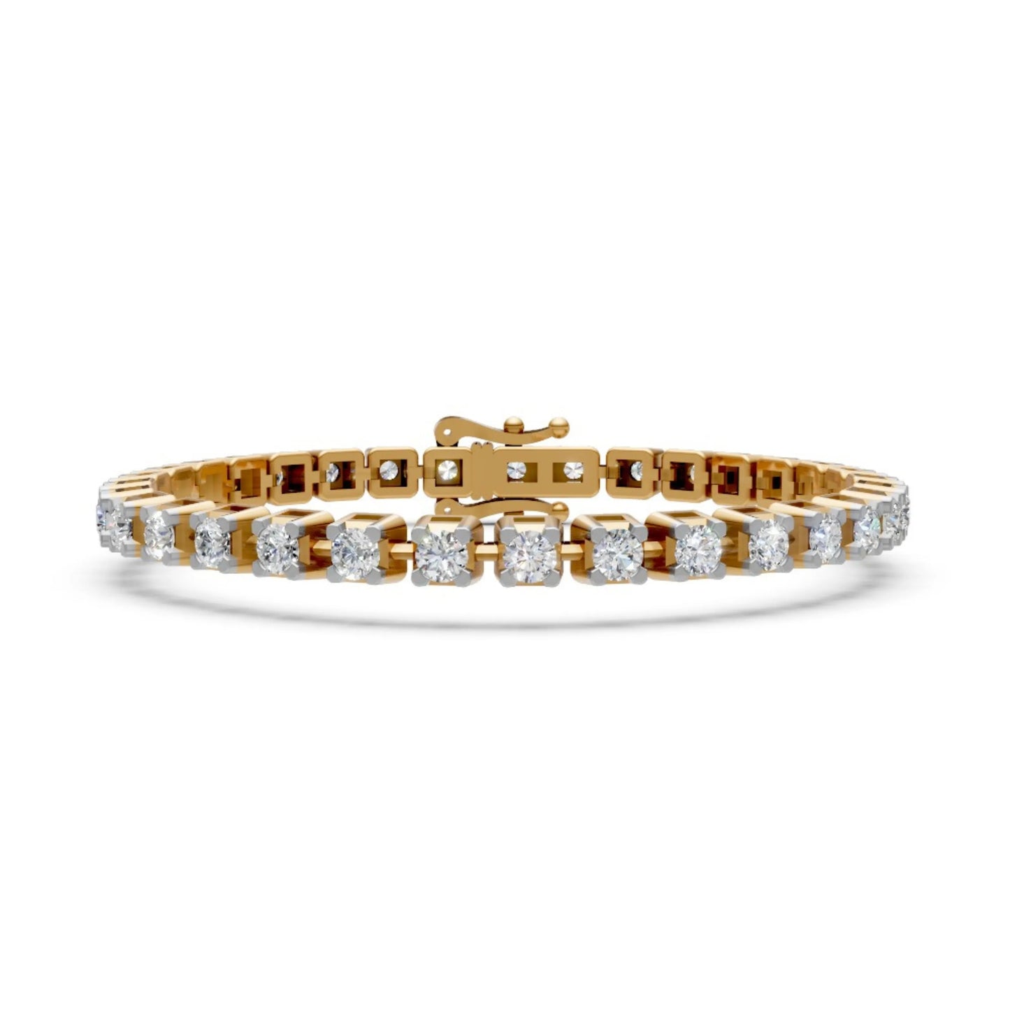 Round Brilliant Diamond Tennis Bracelet Yellow Gold