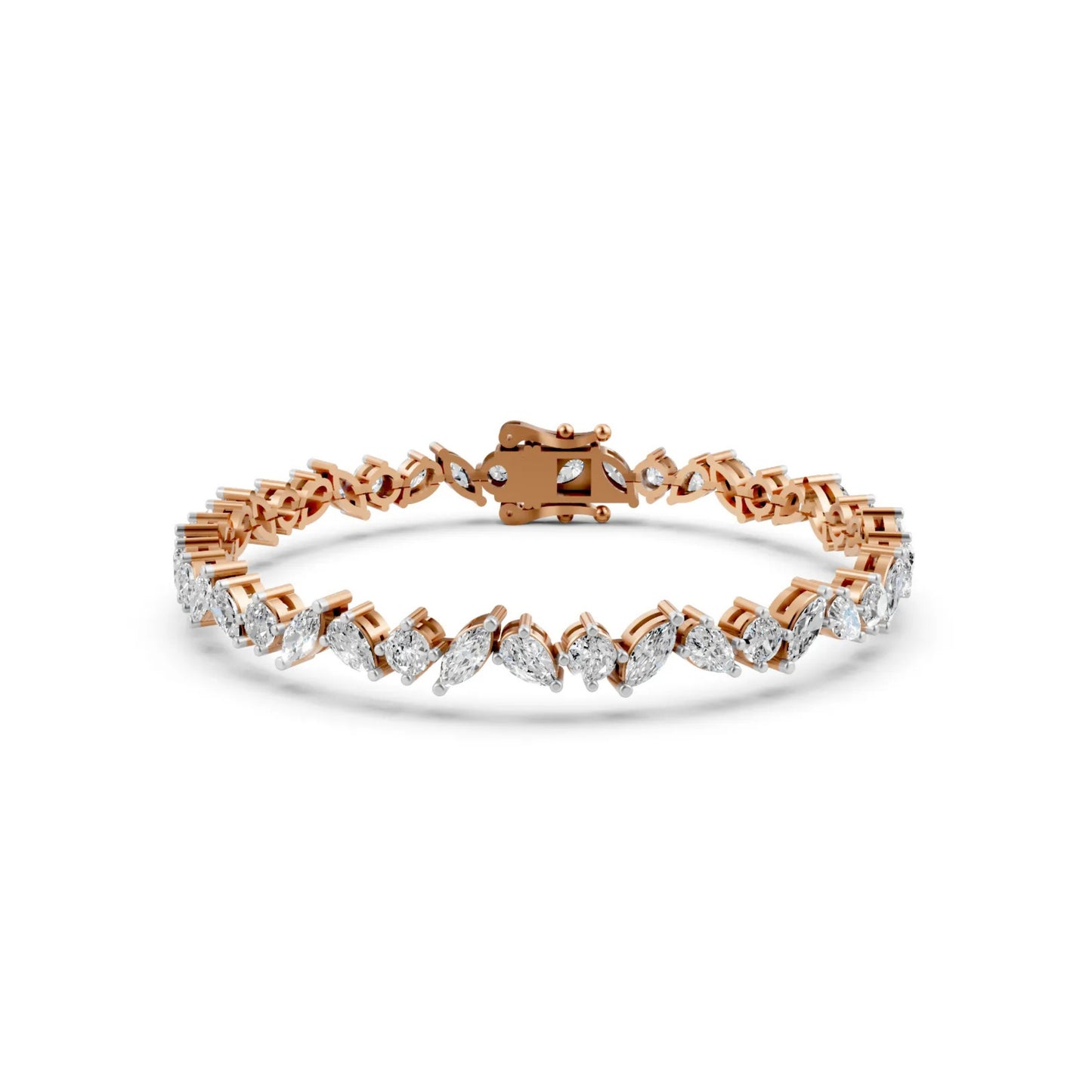 Pear, Marquise & Round Diamond Bracelet Rose Gold