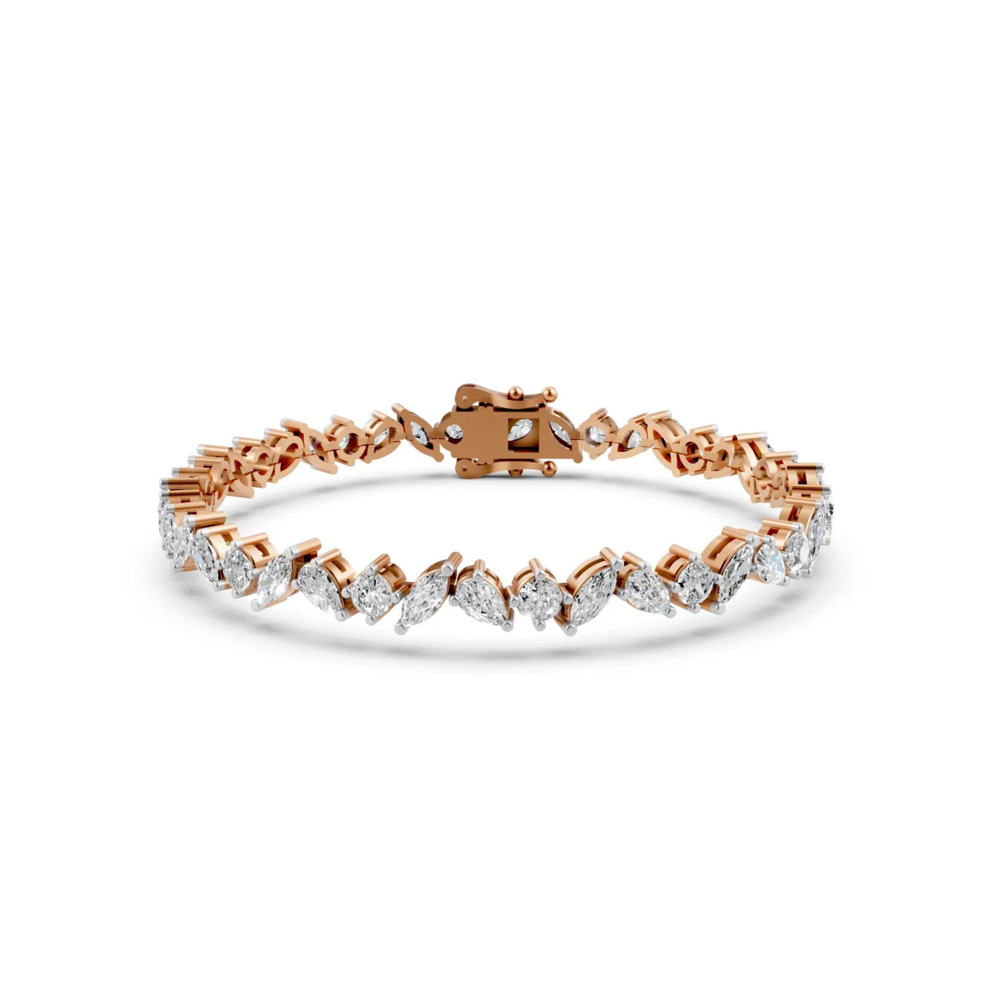Pear, Marquise & Round Diamond Bracelet Rose Gold