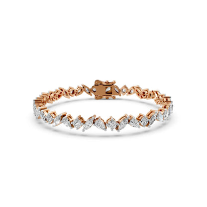 Pear, Marquise & Round Diamond Bracelet Rose Gold