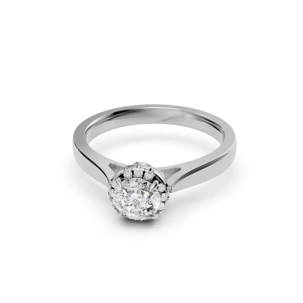 Hidden Heart Round Solitaire Ring White Gold