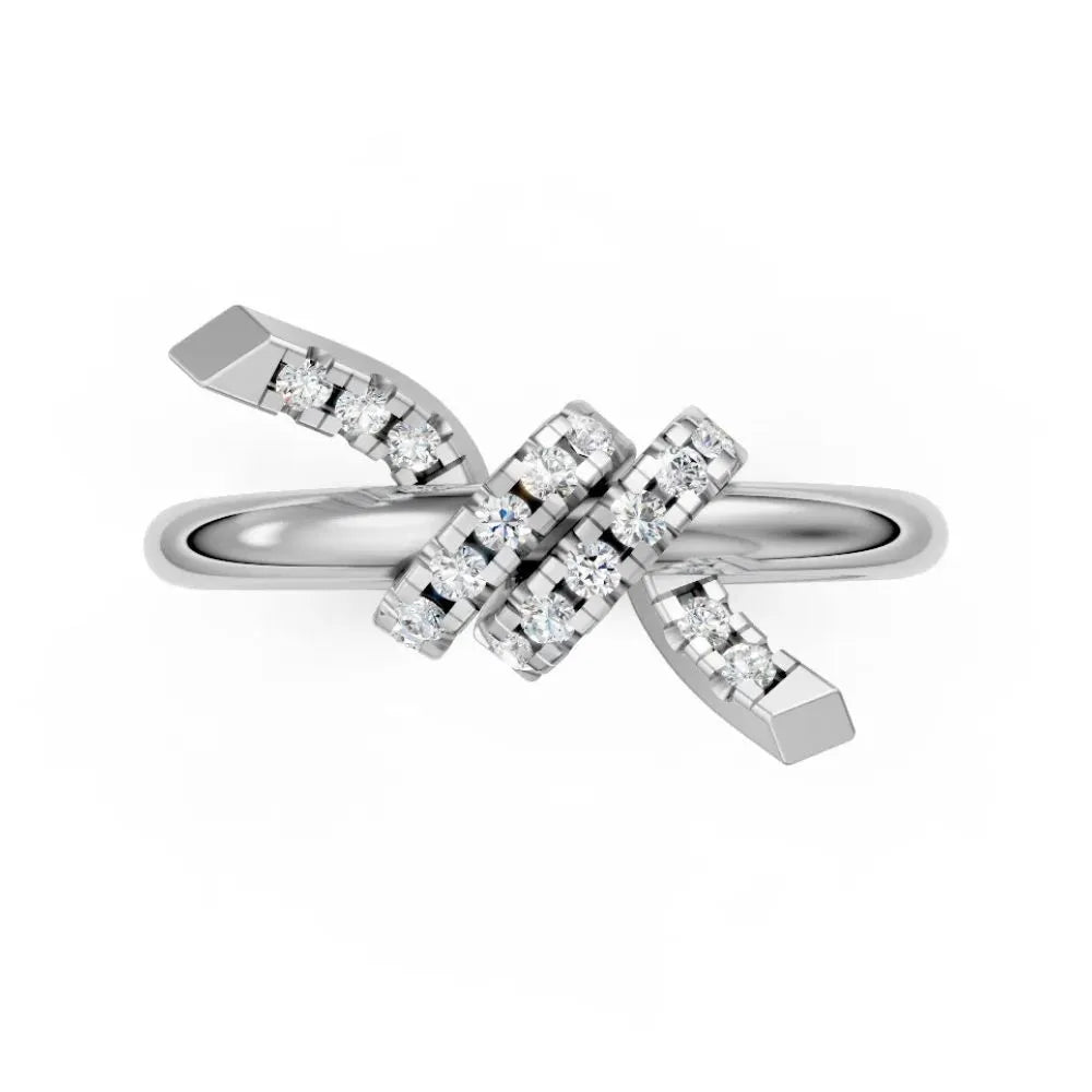 TwistGlow Diamond Crossover Ring White Gold