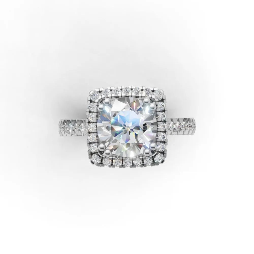 Vintage Glow Halo Engagement Ring White Gold