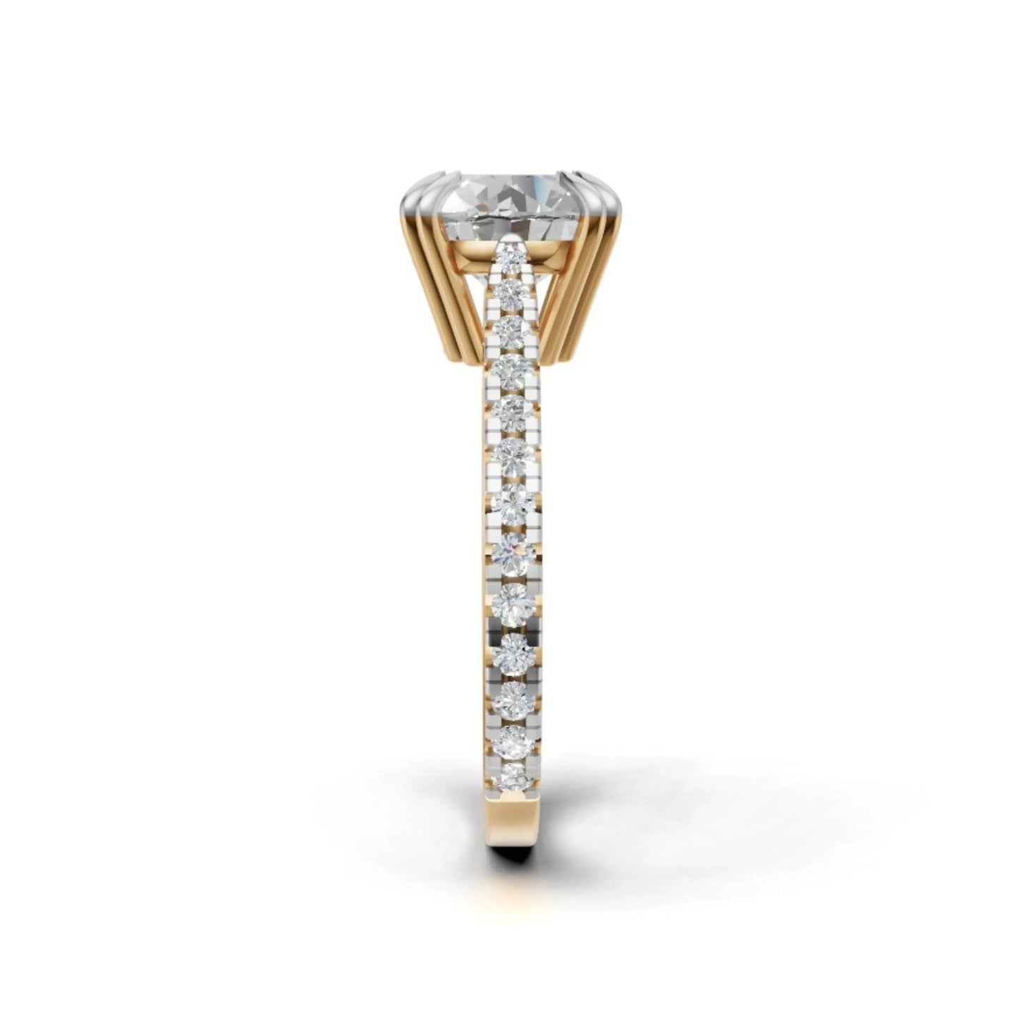 Radiant Pavé Solitaire Ring Yellow Gold