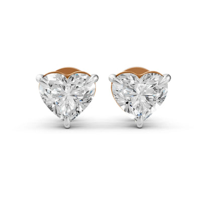 Heart-Shaped Diamond Stud Earrings Rose Gold