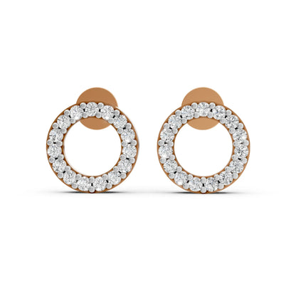 Open Circle Diamond Stud Earrings Rose Gold