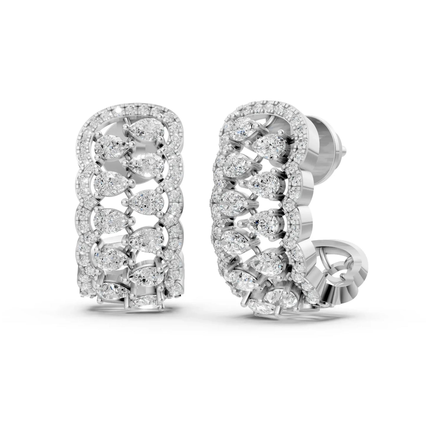 Pear Half-Hoop Earrings White Gold