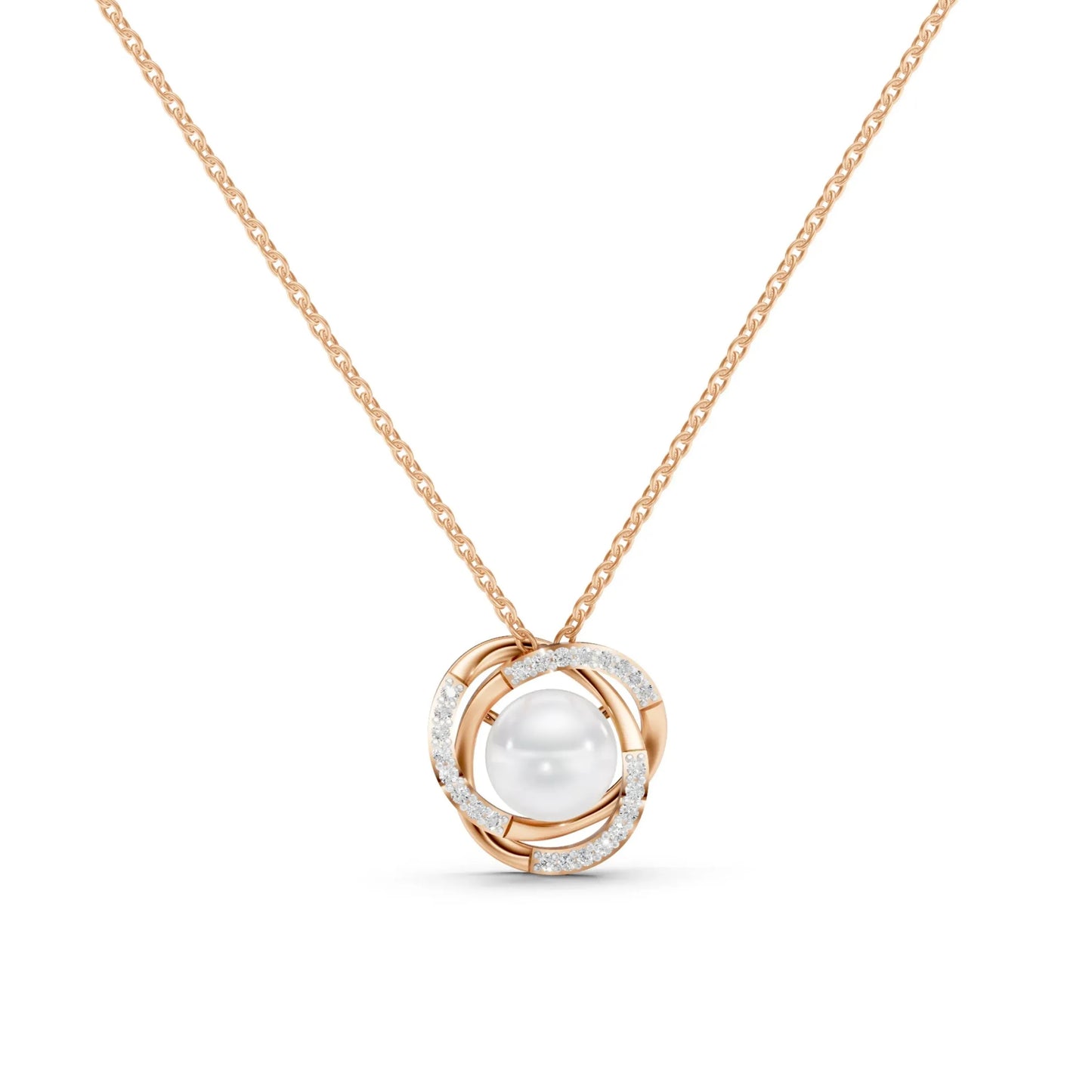 Pearl Halo Pendant Rose Gold