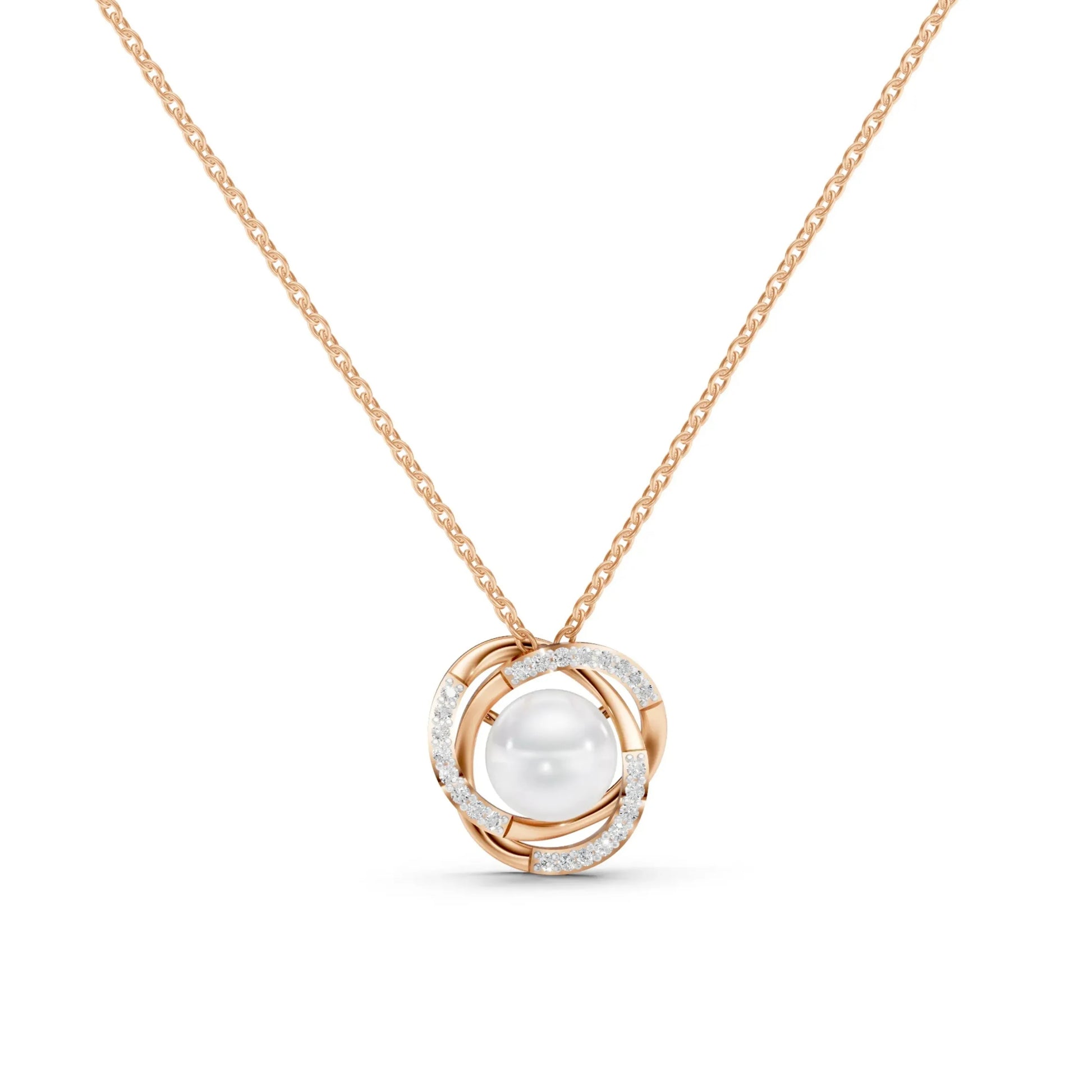 Pearl Halo Pendant Rose Gold