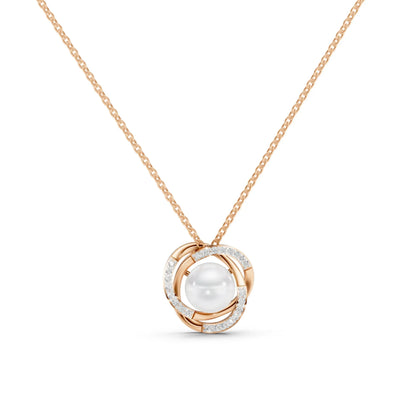 Pearl Halo Pendant Rose Gold