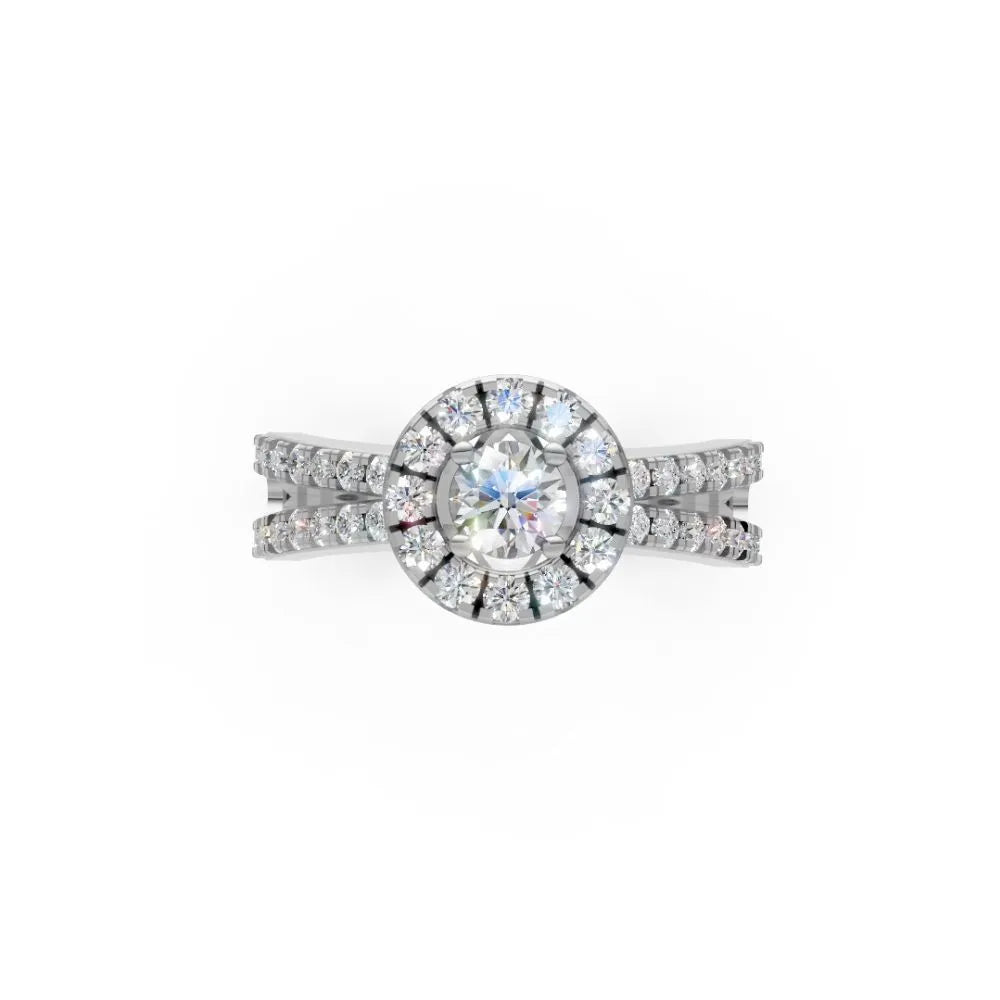 FloralLace Vintage Halo Ring White Gold