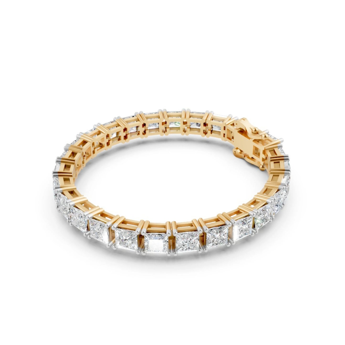 Princess-Cut Diamond Bracelet Yellow Gold